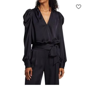 Ramy Brook Black Wrap Front Blouse